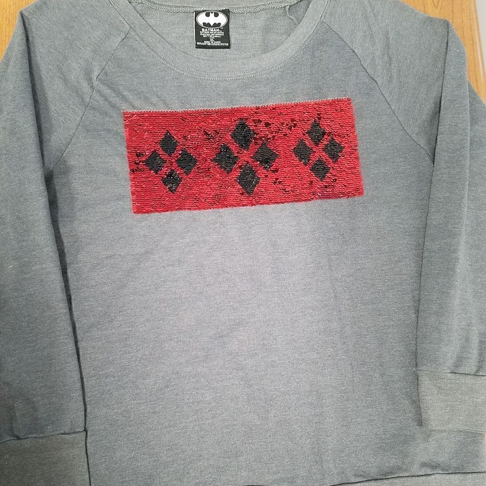 Batman XL grey double sequine sweatshirt.